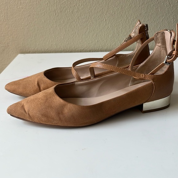 Aldo Frilassa Camel Suede Pointed Nude Flat‎ Size 8.5 - Picture 1 of 9